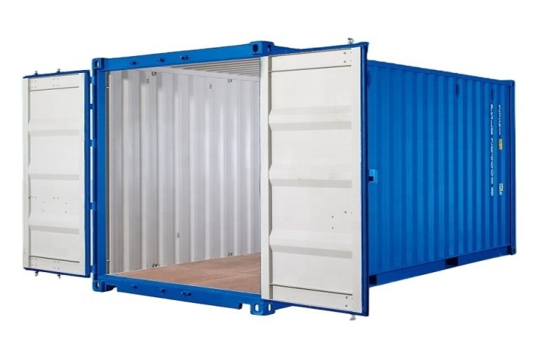 20ft Self Storage Container with Bamboo Floor – Blue (RAL 5010) - Image 4