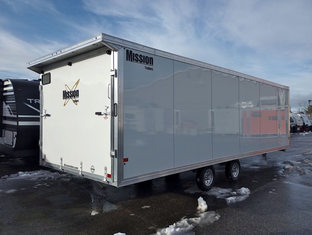 2024 Mission Trailers 101×24 Aluminum 4/5-Place Drive In/Out Deckover w/Galvanized Pkg, Canopy