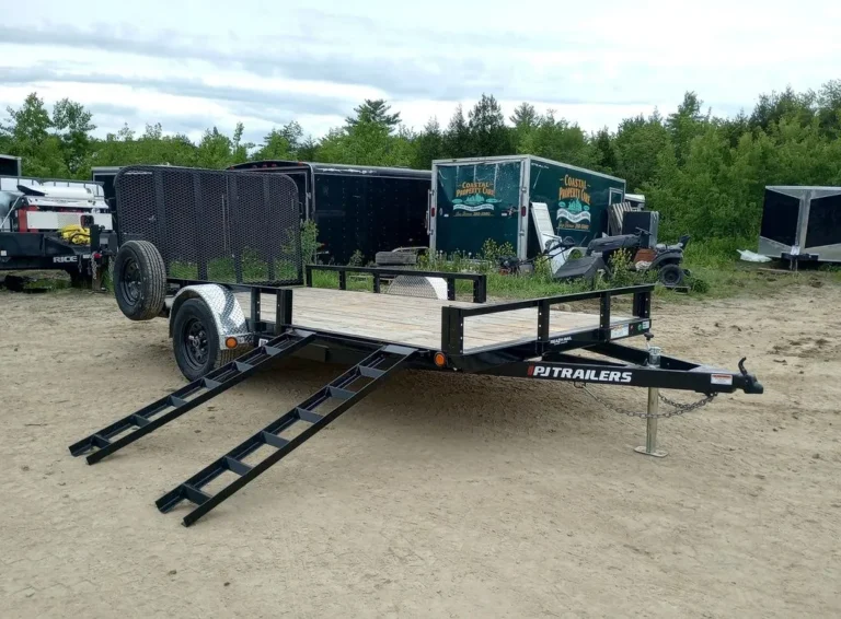2024 PJ Trailers 7×14 Powder Coated Open Utility w/Rear Ramp Gate, ATV Side Loading Ramps - Image 3