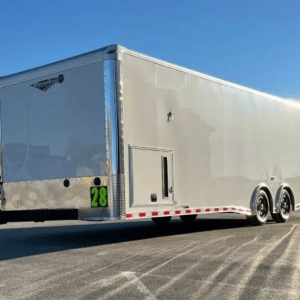 2026 28′ Millennium Extreme Car Hauler 2/6000# Spread Torsion Axles Aluminum Wheels .030 White