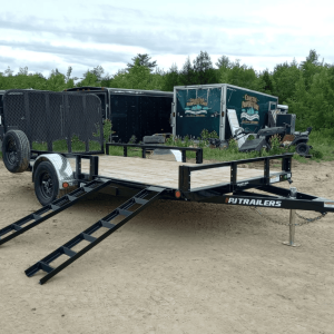 2024 PJ Trailers 7×14 7K Powder Coated Open Utility w/Rear Ramp Gate, Solid Metal Side Walls