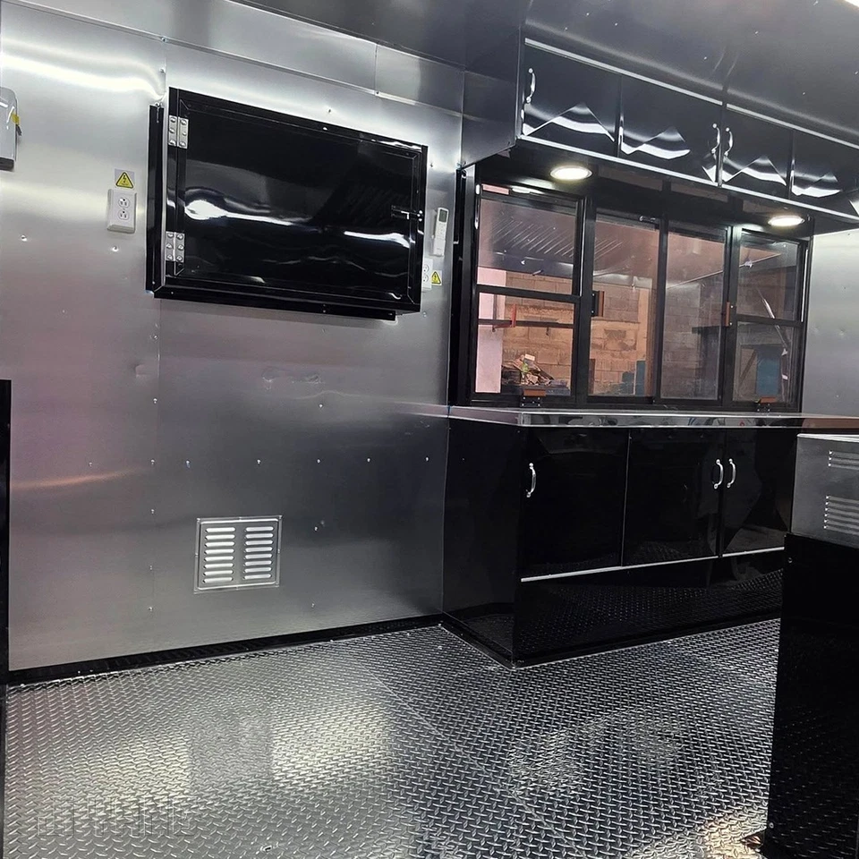 Fully Equipped Mobile Kitchen Food Trailer - Dual Axle Concession Stand - Black - Image 4