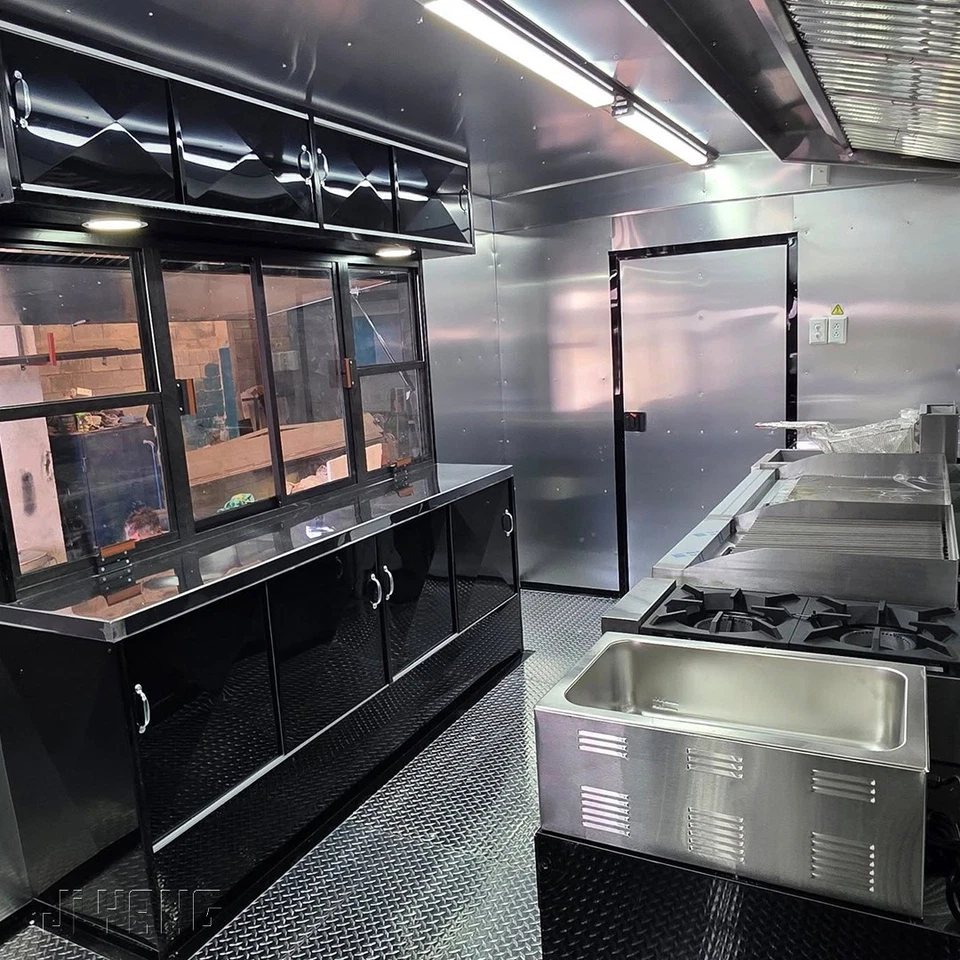 Fully Equipped Mobile Kitchen Food Trailer - Dual Axle Concession Stand - Black - Image 11